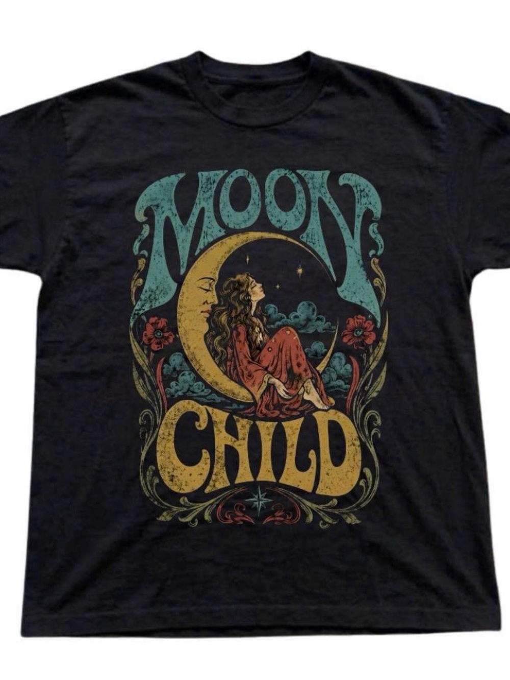 Moon Child Black Graphic Tee